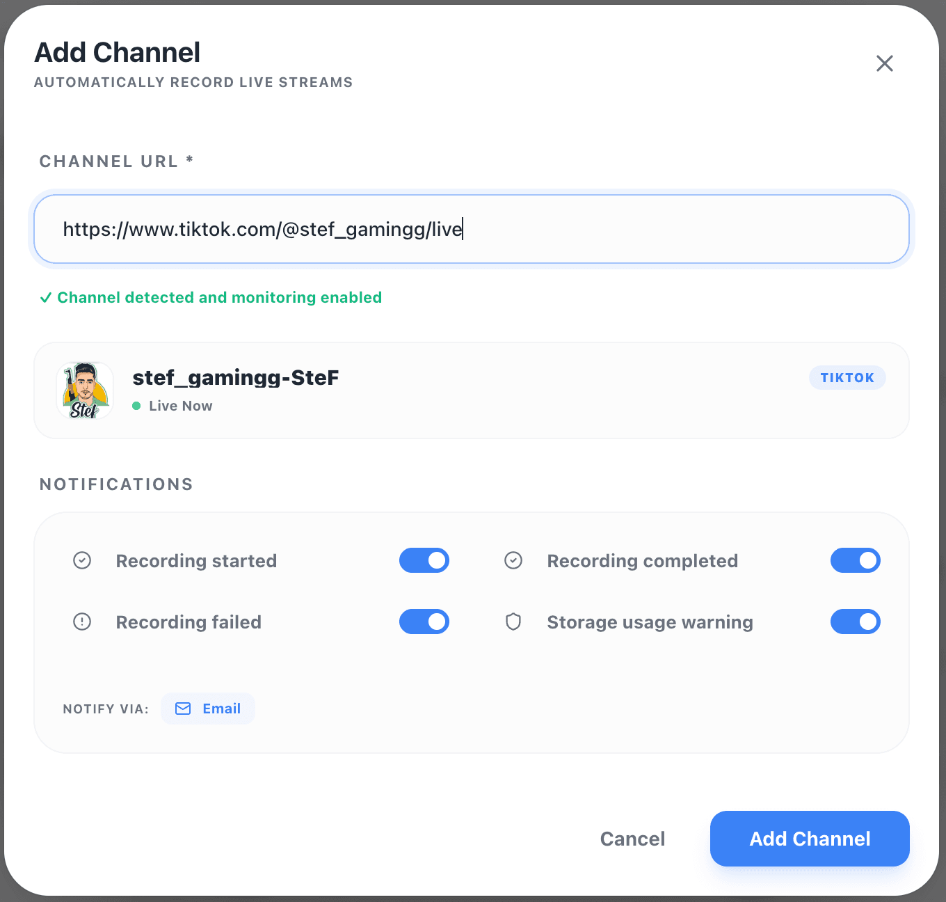 Add live room input in AutoRecordLive